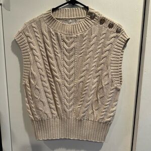 LOFT Women's Beige Cable Knit Sweater Vest